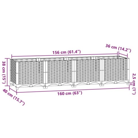 Donica do podniesionej rabaty, 160x40x38 cm, polipropylen Donica do podniesionej rabaty, 160x40x38 cm, polipropylen