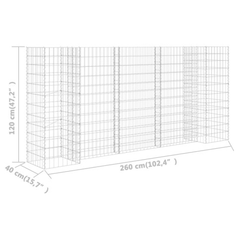 Donica gabionowa w kształcie H, drut stalowy, 260x40x120 cm Donica gabionowa w kształcie H, drut stalowy, 260x40x120 cm