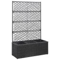  Donica z kratką i 3 wkładami, 83x30x130 cm, polirattan, czarna