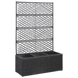  Donica z kratką i 3 wkładami, 83x30x130 cm, polirattan, czarna