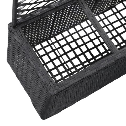 Donica z kratką i 3 wkładami, 83x30x130 cm, polirattan, czarna Donica z kratką i 3 wkładami, 83x30x130 cm, polirattan, czarna