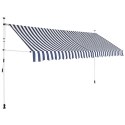  Markiza zwijana ręcznie, 350 cm, niebiesko-białe pasy