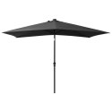 Parasol ogrodowy z LED i stalowym słupkiem, antracytowy, 2x3 m