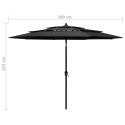  3-poziomowy parasol na aluminiowym słupku, antracytowy, 3 m