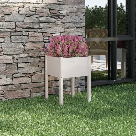 Donica ogrodowa, biała, 50x50x70 cm, lite drewno sosnowe Donica ogrodowa, biała, 50x50x70 cm, lite drewno sosnowe