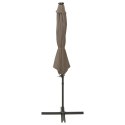  Parasol wiszący z lampkami LED i słupkiem, 300 cm, taupe