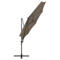  Parasol wiszący z lampkami LED i słupkiem, 300 cm, taupe