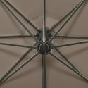  Parasol wiszący z lampkami LED i słupkiem, 300 cm, taupe