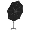  Parasol wiszący ze stalowym słupkiem, 300 cm, czarny