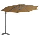  Parasol wiszący ze stalowym słupkiem, 300 cm, taupe