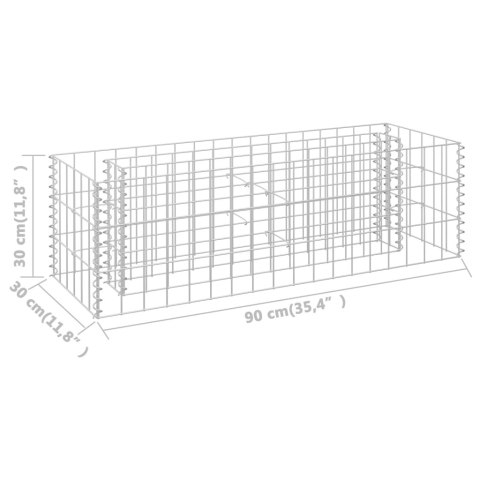 Podwyższona donica gabionowa, galwanizowana stal, 90x30x30 cm Podwyższona donica gabionowa, galwanizowana stal, 90x30x30 cm