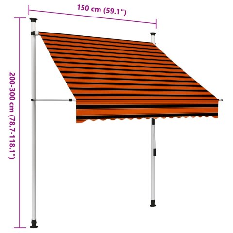Ręcznie zwijana markiza, 150 cm, pomarańczowo-brązowa Ręcznie zwijana markiza, 150 cm, pomarańczowo-brązowa