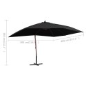  Wiszący parasol na drewnianym słupku, 400x300 cm, czarny