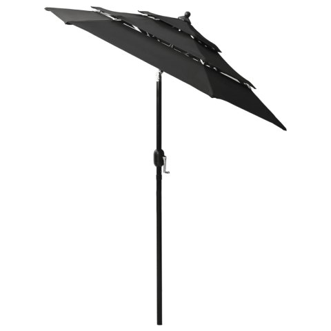 3-poziomowy parasol na aluminiowym słupku, czarny, 2 m 3-poziomowy parasol na aluminiowym słupku, czarny, 2 m