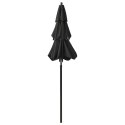  3-poziomowy parasol na aluminiowym słupku, czarny, 2 m