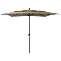  3-poziomowy parasol na aluminiowym słupku, taupe, 2,5x2,5 m