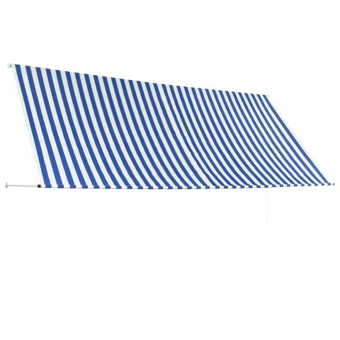 Markiza zwijana, 350 x 150 cm, biało-niebieska Markiza zwijana, 350 x 150 cm, biało-niebieska