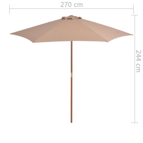Parasol ogrodowy na drewnianym słupku, 270 cm, taupe Parasol ogrodowy na drewnianym słupku, 270 cm, taupe