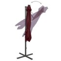 Parasol wiszący z LED i słupkiem, bordowy, 250 cm