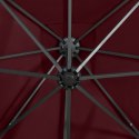  Parasol wiszący z LED i słupkiem, bordowy, 250 cm