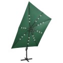  Parasol wiszący z LED i słupkiem, zielony, 300 cm