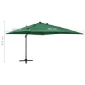  Parasol wiszący z LED i słupkiem, zielony, 300 cm