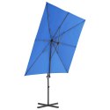  Parasol wiszący ze stalowym słupkiem, 250x250 cm, niebieski