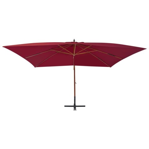 Wiszący parasol z drewnianym słupkiem, 400x300 cm, bordowy Wiszący parasol z drewnianym słupkiem, 400x300 cm, bordowy