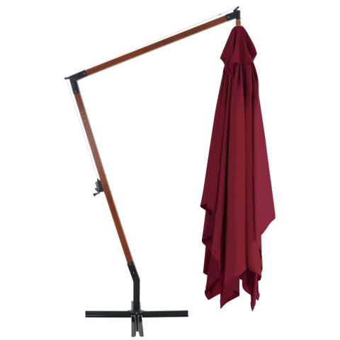 Wiszący parasol z drewnianym słupkiem, 400x300 cm, bordowy Wiszący parasol z drewnianym słupkiem, 400x300 cm, bordowy