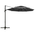  4-poziomowy parasol na aluminiowym słupku, antracytowy, 3x3 m