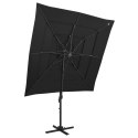  4-poziomowy parasol na aluminiowym słupku, czarny, 250x250 cm