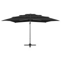  4-poziomowy parasol na aluminiowym słupku, czarny, 250x250 cm
