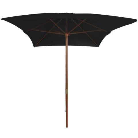 Parasol ogrodowy na drewnianym słupku, czarny, 200x300 cm Parasol ogrodowy na drewnianym słupku, czarny, 200x300 cm