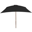  Parasol ogrodowy na drewnianym słupku, czarny, 200x300 cm