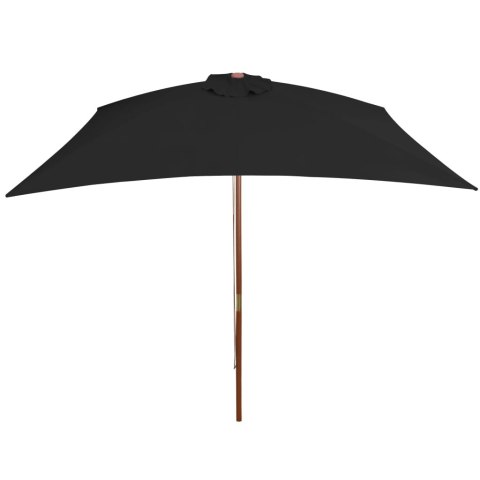 Parasol ogrodowy na drewnianym słupku, czarny, 200x300 cm Parasol ogrodowy na drewnianym słupku, czarny, 200x300 cm