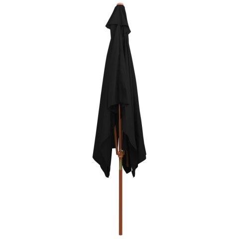 Parasol ogrodowy na drewnianym słupku, czarny, 200x300 cm Parasol ogrodowy na drewnianym słupku, czarny, 200x300 cm