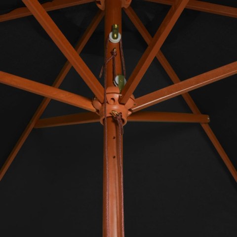 Parasol ogrodowy na drewnianym słupku, czarny, 200x300 cm Parasol ogrodowy na drewnianym słupku, czarny, 200x300 cm