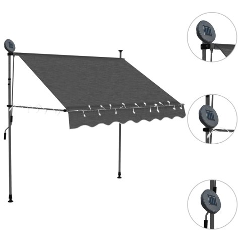 Ręcznie zwijana markiza z LED, 150 cm, antracytowa Ręcznie zwijana markiza z LED, 150 cm, antracytowa