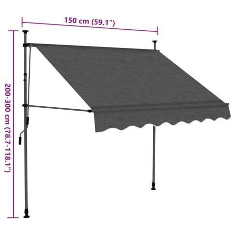 Ręcznie zwijana markiza z LED, 150 cm, antracytowa Ręcznie zwijana markiza z LED, 150 cm, antracytowa