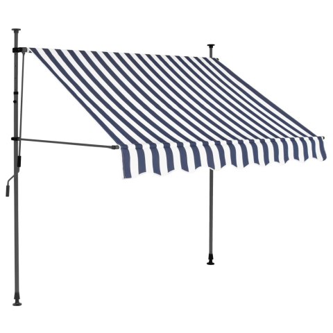 Ręcznie zwijana markiza z LED, 150 cm, niebiesko-biała Ręcznie zwijana markiza z LED, 150 cm, niebiesko-biała