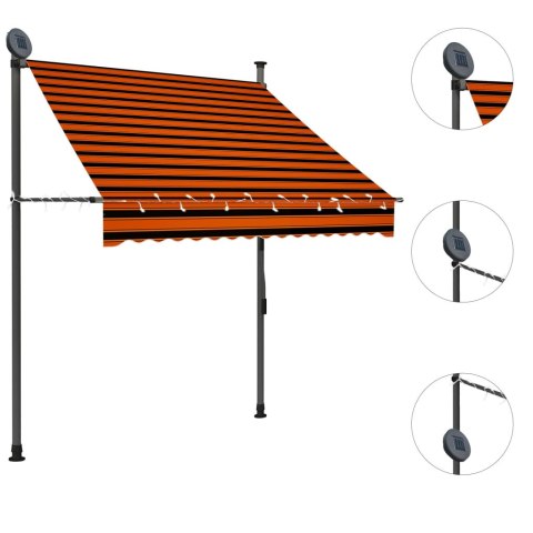 Ręcznie zwijana markiza z LED, 150 cm, pomarańczowo-brązowa Ręcznie zwijana markiza z LED, 150 cm, pomarańczowo-brązowa