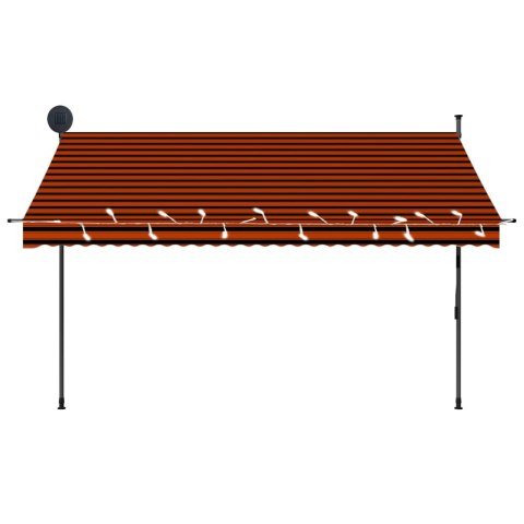 Ręcznie zwijana markiza z LED, 300 cm, pomarańczowo-brązowa Ręcznie zwijana markiza z LED, 300 cm, pomarańczowo-brązowa