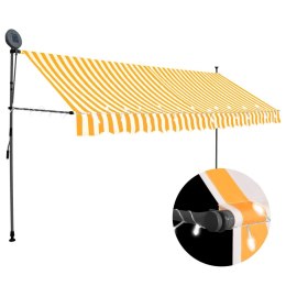  Ręcznie zwijana markiza z LED, 400 cm, biało-pomarańczowa