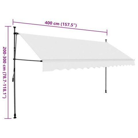 Ręcznie zwijana markiza z LED, 400 cm, kremowa Ręcznie zwijana markiza z LED, 400 cm, kremowa
