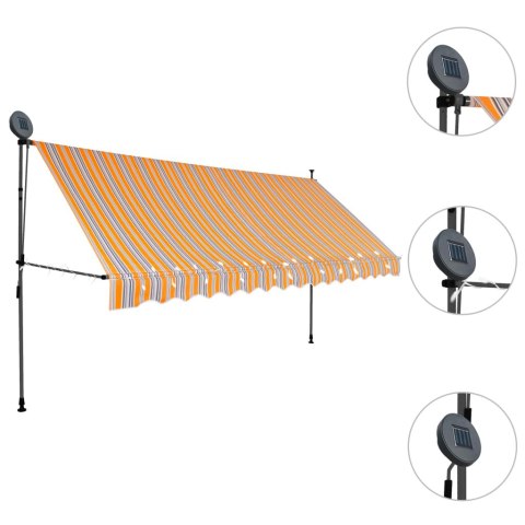 Ręcznie zwijana markiza z LED, 400 cm, żółto-niebieska Ręcznie zwijana markiza z LED, 400 cm, żółto-niebieska