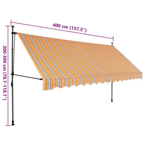 Ręcznie zwijana markiza z LED, 400 cm, żółto-niebieska Ręcznie zwijana markiza z LED, 400 cm, żółto-niebieska