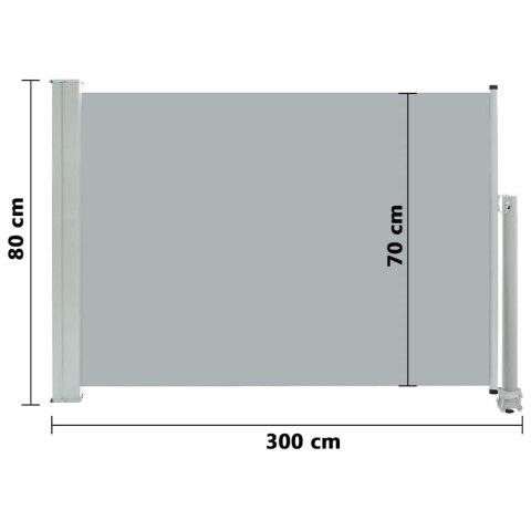 Wysuwana markiza boczna na taras, 80 x 300 cm, szara Wysuwana markiza boczna na taras, 80 x 300 cm, szara