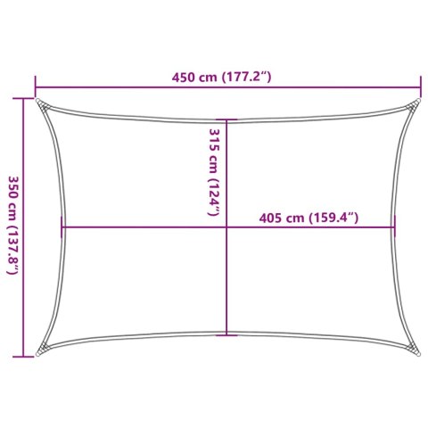 Żagiel przeciwsłoneczny, 160 g/m², biały, 3,5x4,5 m, HDPE Żagiel przeciwsłoneczny, 160 g/m², biały, 3,5x4,5 m, HDPE