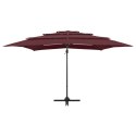  4-poziomowy parasol na aluminiowym słupku, bordowy, 250x250 cm