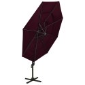  4-poziomowy parasol na aluminiowym słupku, bordowy, 3x3 m